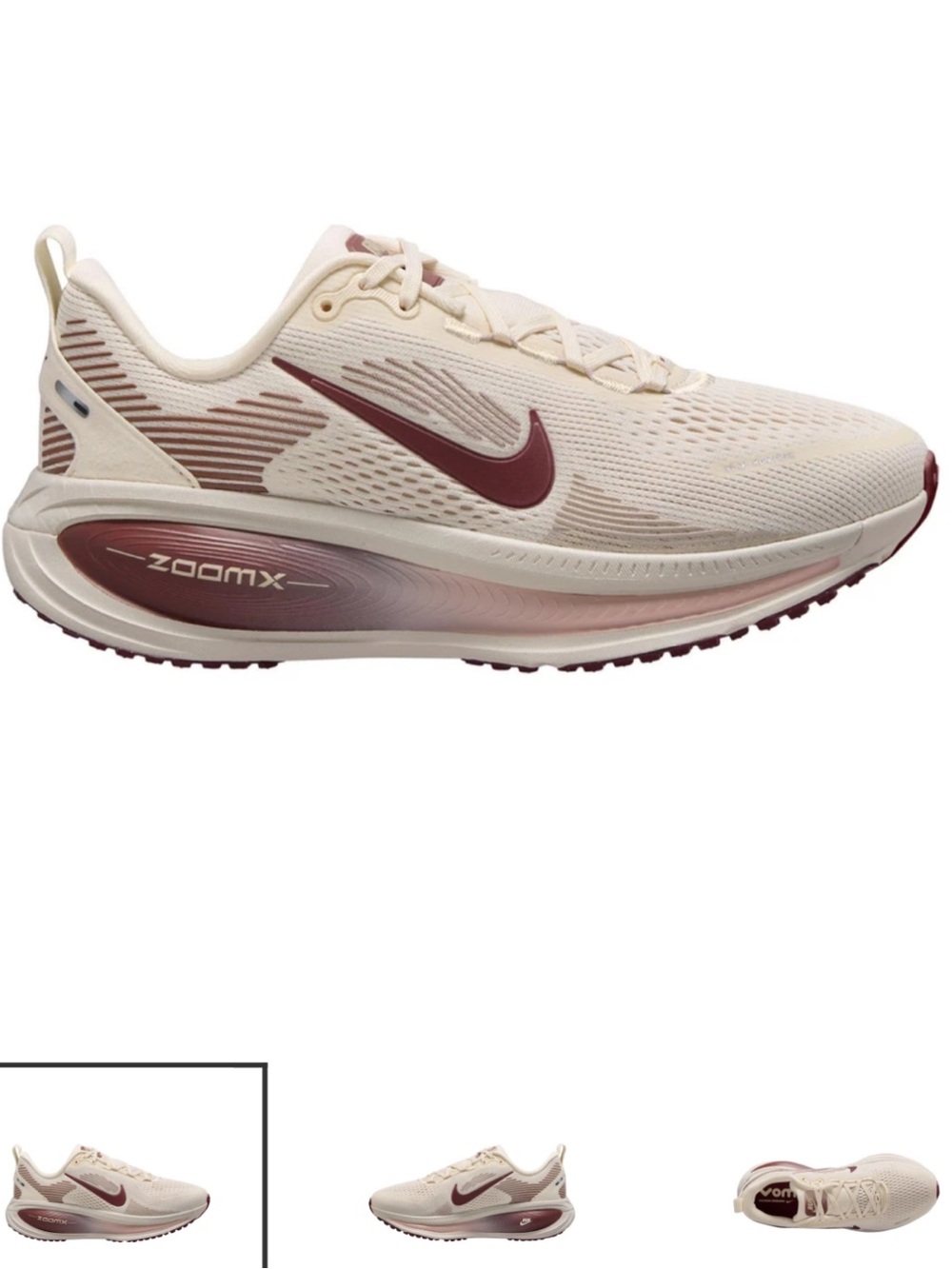 Nike Women's Volmero 18 Running Shoe in Cream and Burgundy Sz 10